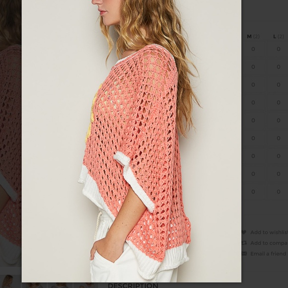 POL “ Genoa 3 “POL Open Knit Thin Sweater with Handmade Floral detail 68 - Picture 2 of 4